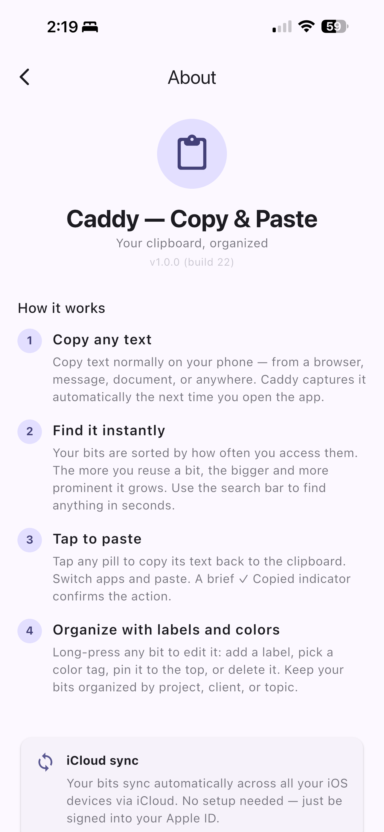 Caddy — edit snippet with label and color